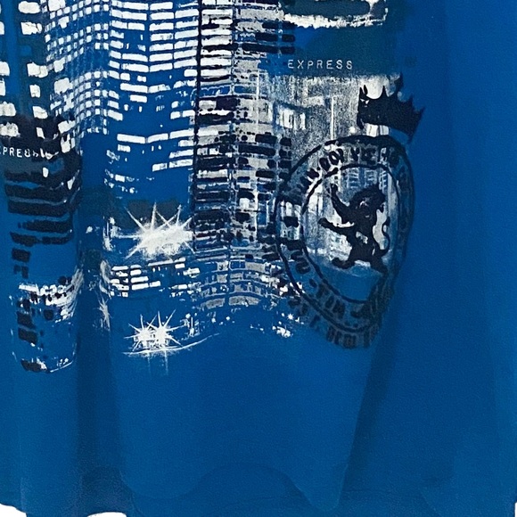 new Express ★ Flocked Graphic Night Tee ★ Cerulean - Picture 5 of 11